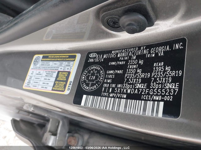 Aukcja sprzedaży 2015 Kia Sorento Sx/sx Limited, vin: 5XYKWDA72FG555237, numer aukcji: 12561653