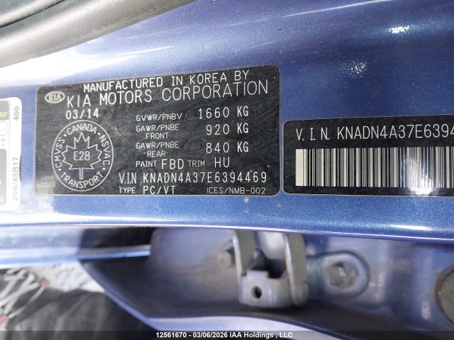 2014 Kia Rio Ex მანქანა იყიდება აუქციონზე, vin: KNADN4A37E6394469, აუქციონის ნომერი: 12561670