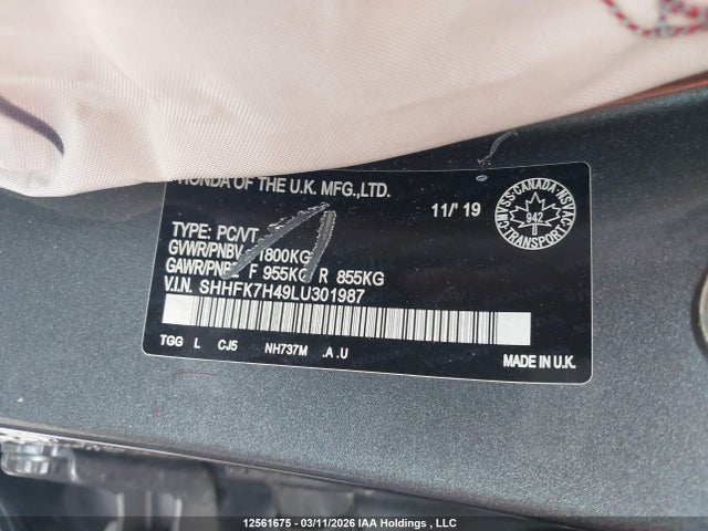 SHHFK7H49LU301987 Honda Civic Sport