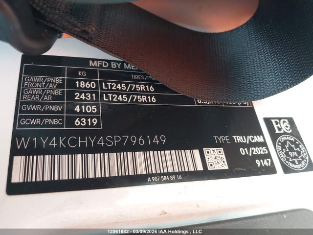 Aukcja sprzedaży 2025 Mercedes-benz Sprinter 2500, vin: W1Y4KCHY4SP796149, numer aukcji: 12561682