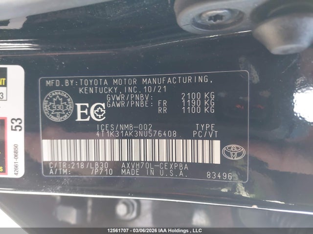 Aukcja sprzedaży 2022 Toyota Camry Xse, vin: 4T1K31AK3NU576408, numer aukcji: 12561707
