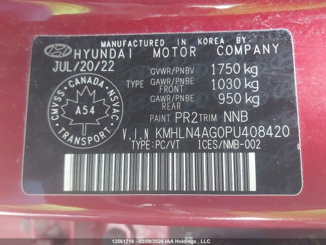 KMHLN4AG0PU408420 Hyundai Elantra Luxury Ivt