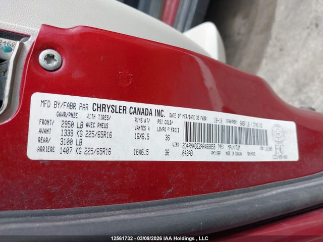 12561732 :رقم المزاد ، 2D4RN4DE2AR468859 vin ، 2010 Dodge Grand Caravan Se مزاد بيع