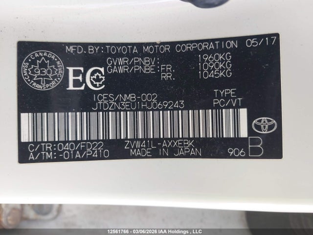 JTDZN3EU1HJ069243 Toyota Prius