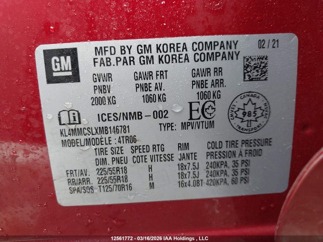 KL4MMCSLXMB146781 Buick Encore Gx Awd Preferred