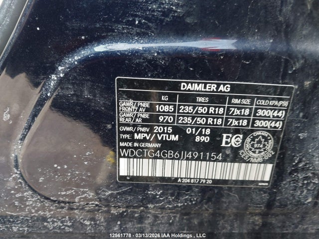 WDCTG4GB6JJ491154 Mercedes-Benz Gla 250 4matic