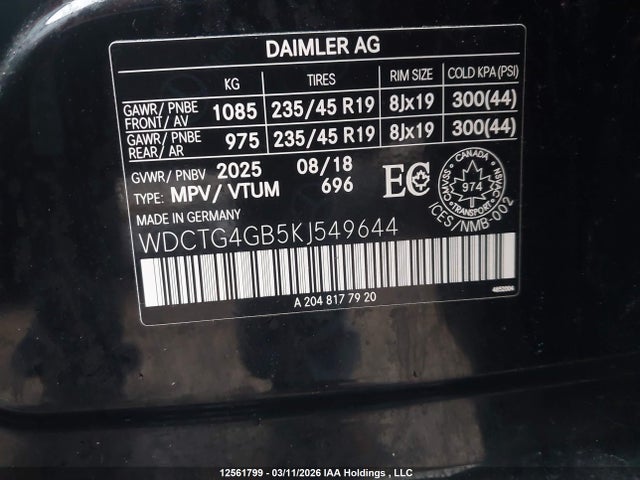 WDCTG4GB5KJ549644 Mercedes-Benz Gla 250 4matic
