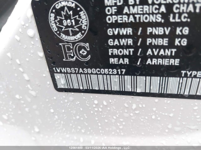 1VWBS7A39GC052317 Volkswagen Passat 1.8 Tsi Comfortline