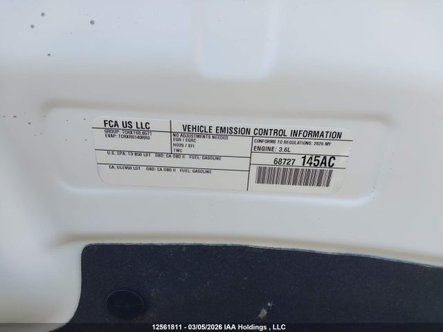 Aukcja sprzedaży 2026 Chrysler Pacifica Limited, vin: 2C4RC1GG8TR226689, numer aukcji: 12561811