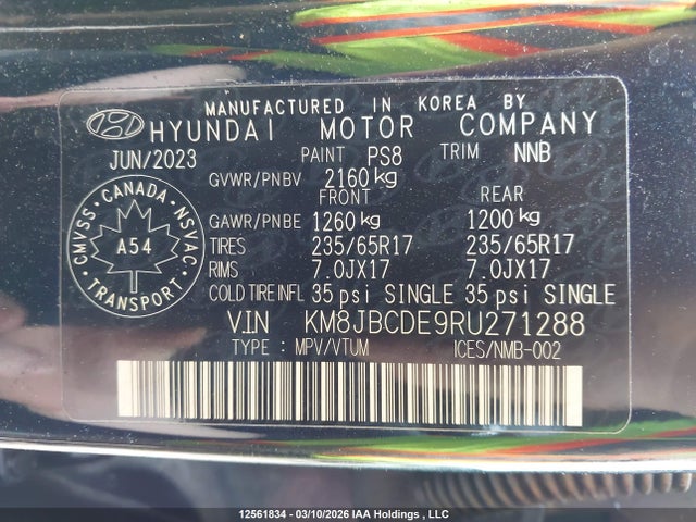 KM8JBCDE9RU271288 Hyundai TUCSON SEL