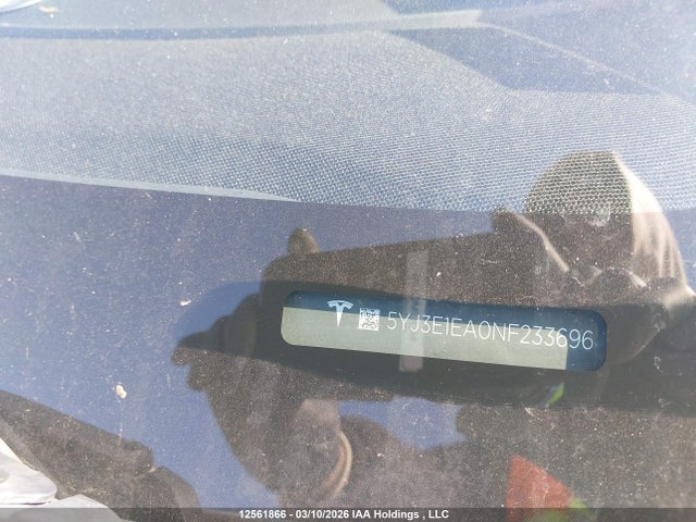 2022 Tesla Model 3 Rwd/standard Range მანქანა იყიდება აუქციონზე, vin: 5YJ3E1EA0NF233696, აუქციონის ნომერი: 12561866
