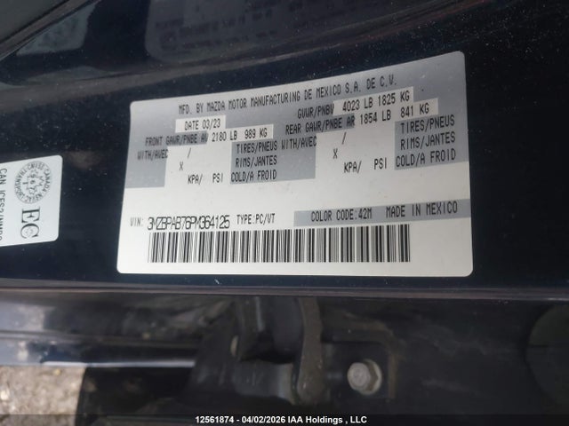 Aukcja sprzedaży 2023 Mazda Mazda3 Gx, vin: 3MZBPAB76PM364125, numer aukcji: 12561874