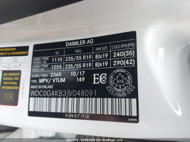 WDC0G4KB3JV048091 Mercedes-Benz Glc 300 4matic