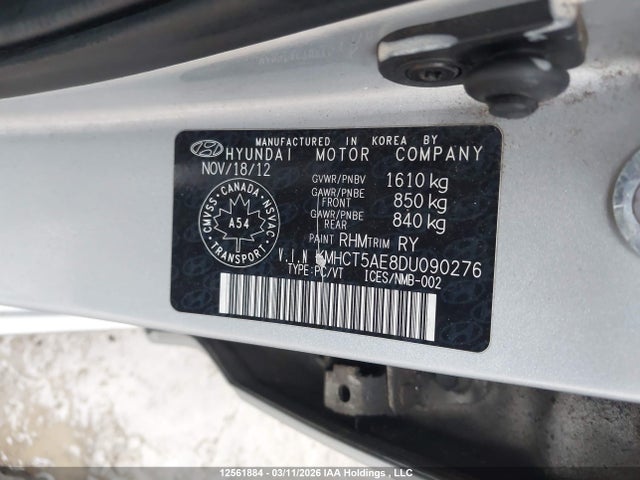 Продаж на аукціоні авто 2013 Hyundai Accent Gl, vin: KMHCT5AE8DU090276, номер лоту: 12561884