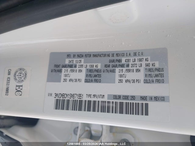 Aukcja sprzedaży 2025 Mazda Cx-30, vin: 3MVDMBCM1SM871651, numer aukcji: 12561885
