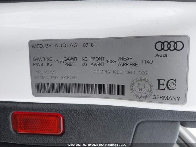 WAUANAF40JN018750 Audi A4 2.0t Komfort
