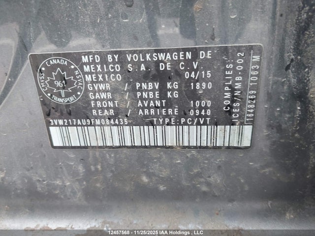 3VW217AU9FM084435 Volkswagen Golf 1.8 Tsi Comfortline/1.8 Tsi Highline/1.8 Tsi Trendline