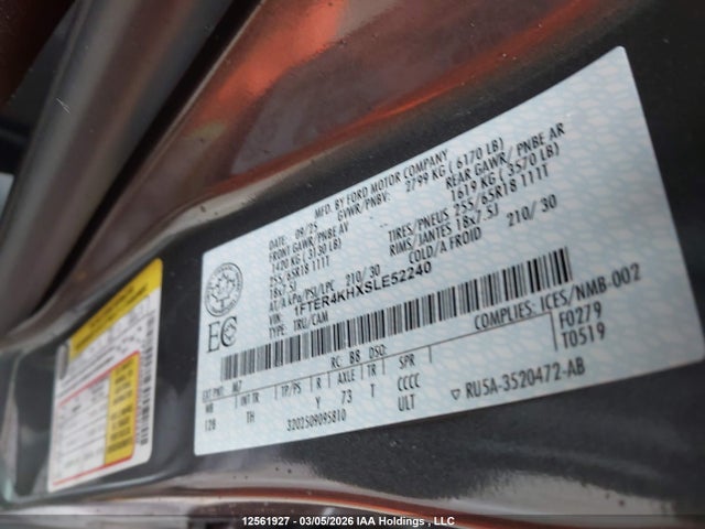 Aukcja sprzedaży 2025 Ford Ranger Lariat, vin: 1FTER4KHXSLE52240, numer aukcji: 12561927
