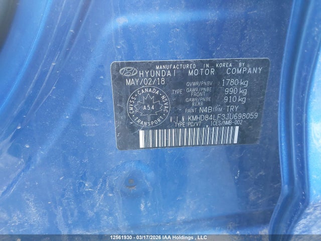 KMHD84LF3JU698059 Hyundai ELANTRA GL