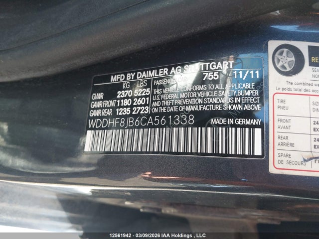 Aukcja sprzedaży 2012 Mercedes-benz E 350 4matic, vin: WDDHF8JB6CA561338, numer aukcji: 12561942