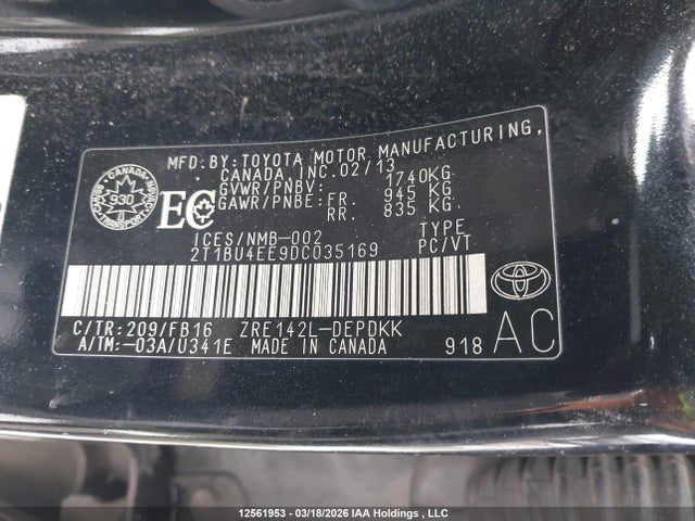 Продажа на аукционе авто 2013 Toyota Corolla Ce, vin: 2T1BU4EE9DC035169, номер лота: 12561953