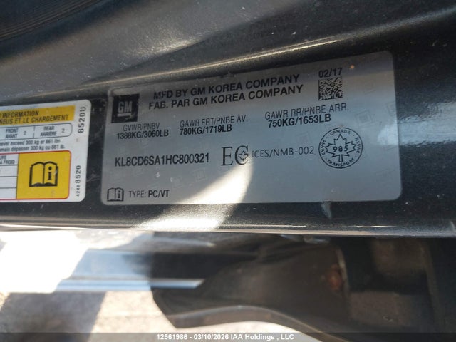 KL8CD6SA1HC800321 Chevrolet Spark 1lt Cvt