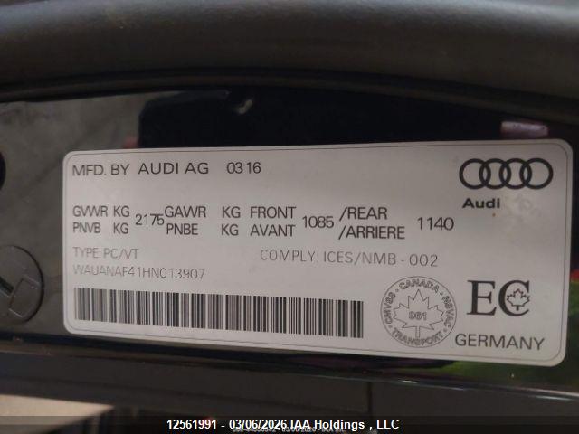 12561991 :رقم المزاد ، WAUANAF41HN013907 vin ، 2017 Audi A4 2.0t Komfort مزاد بيع