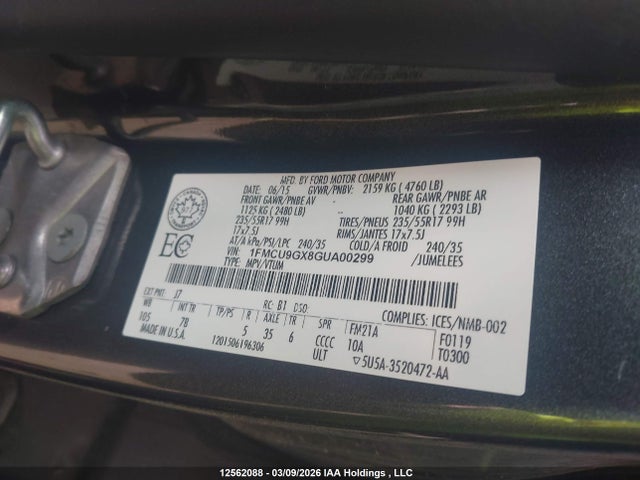 1FMCU9GX8GUA00299 Ford ESCAPE SE