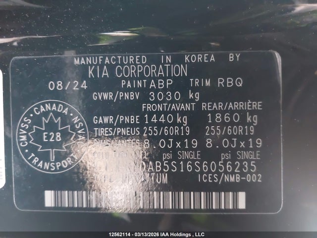 Продаж на аукціоні авто 2025 Kia Ev9 Wind Rwd, vin: KNDAB5S16S6056235, номер лоту: 12562114