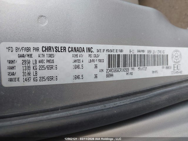 Aukcja sprzedaży 2012 Dodge Grand Caravan Se/sxt, vin: 2C4RDGBG6CR102928, numer aukcji: 12562121