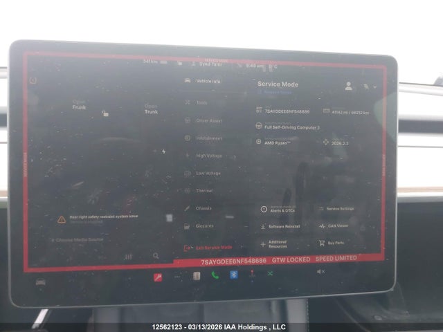 2022 Tesla Model Y Long Range მანქანა იყიდება აუქციონზე, vin: 7SAYGDEE6NF548686, აუქციონის ნომერი: 12562123