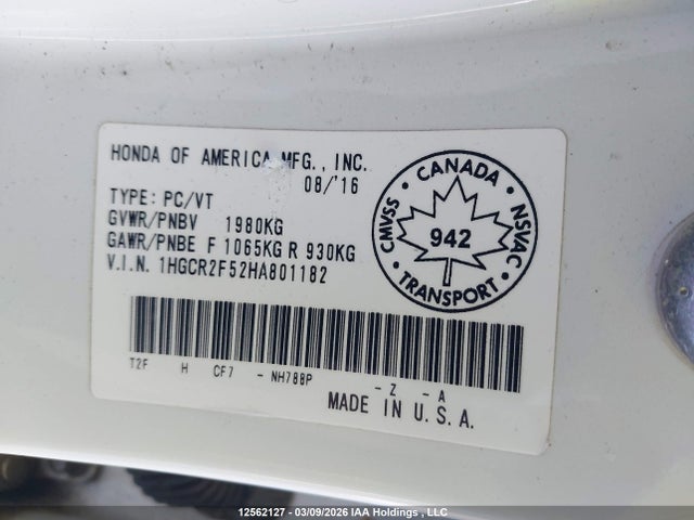 1HGCR2F52HA801182 Honda Accord Sport