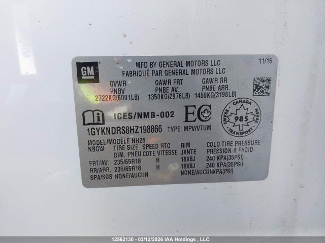 1GYKNDRS8HZ198866 Cadillac XT5 LUXURY