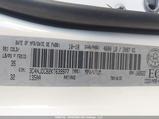Aukcja sprzedaży 2019 Jeep Compass Limited, vin: 3C4NJDCB2KT639977, numer aukcji: 12562132
