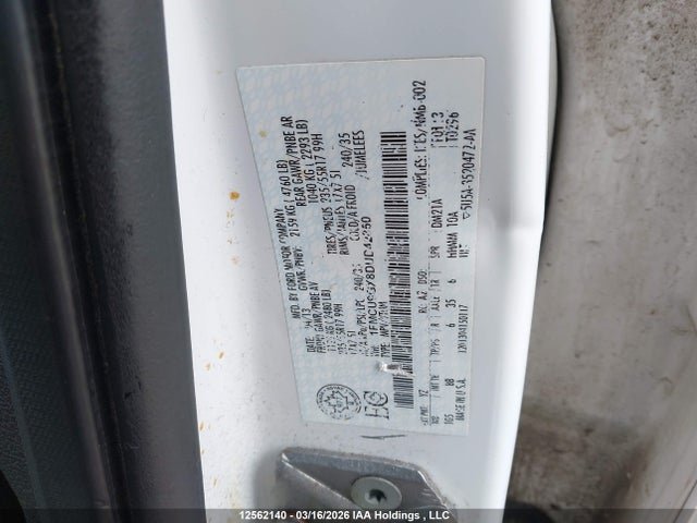12562140 :رقم المزاد ، 1FMCU9GX8DUD42850 vin ، 2013 Ford Escape Se مزاد بيع