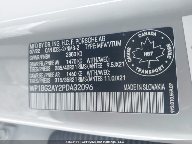 WP1BG2AY2PDA32096 Porsche Cayenne Gts Coupe