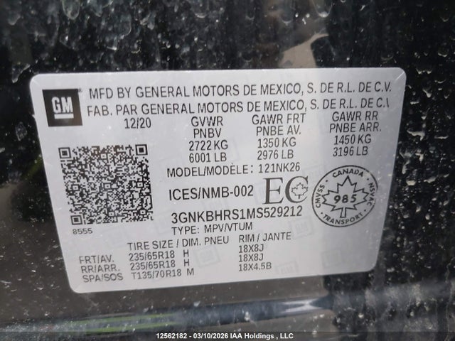 3GNKBHRS1MS529212 Chevrolet BLAZER 2LT
