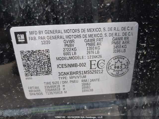 3GNKBHRS1MS529212 Chevrolet BLAZER 2LT