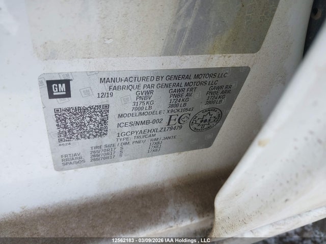 1GCPYAEHXLZ179479 Chevrolet Silverado K1500