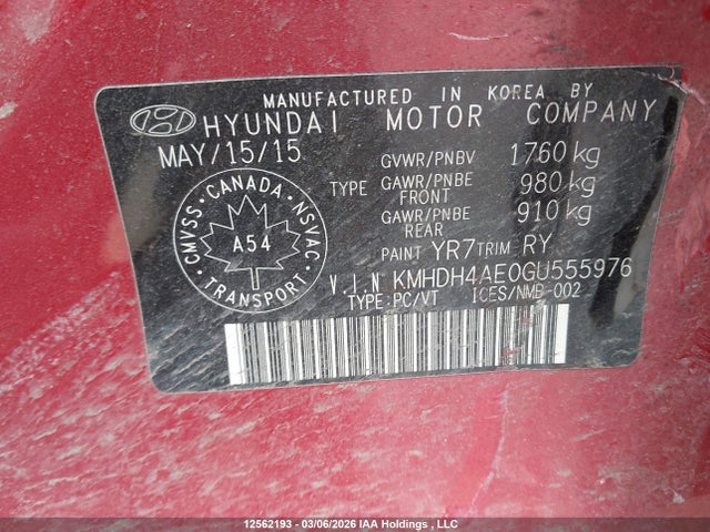Aukcja sprzedaży 2016 Hyundai Elantra, vin: KMHDH4AE0GU555976, numer aukcji: 12562193