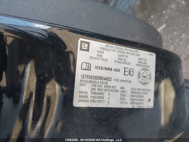 Продаж на аукціоні авто 2008 Cadillac Escalade, vin: 1GYFK63858R244852, номер лоту: 12562200