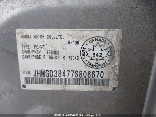 Продаж на аукціоні авто 2007 Honda Fit, vin: JHMGD38477S806670, номер лоту: 12562214