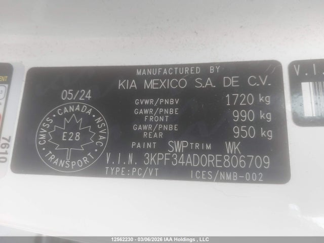 3KPF34AD0RE806709 KIA Forte Ex/ex+/ex Premium