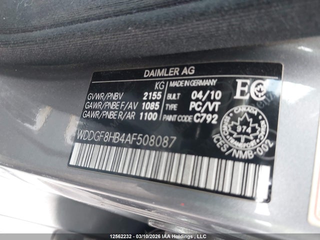 2010 Mercedes-benz C-class მანქანა იყიდება აუქციონზე, vin: WDDGF8HB4AF508087, აუქციონის ნომერი: 12562232