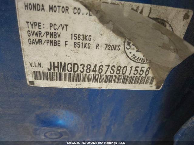 Продаж на аукціоні авто 2007 Honda Fit, vin: JHMGD38467S801556, номер лоту: 12562236
