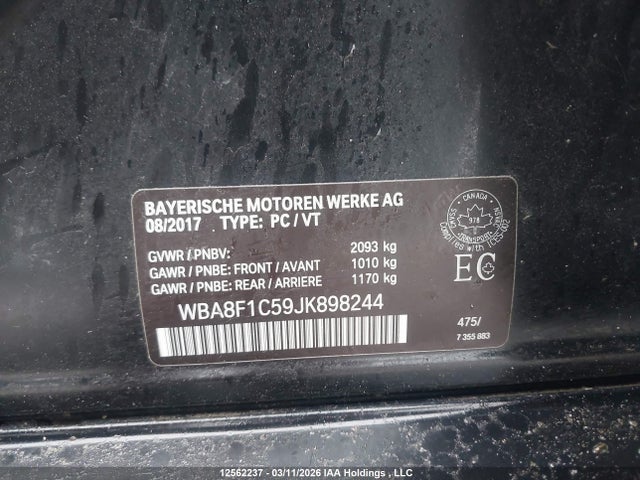 Продаж на аукціоні авто 2018 Bmw 3 Series, vin: WBA8F1C59JK898244, номер лоту: 12562237