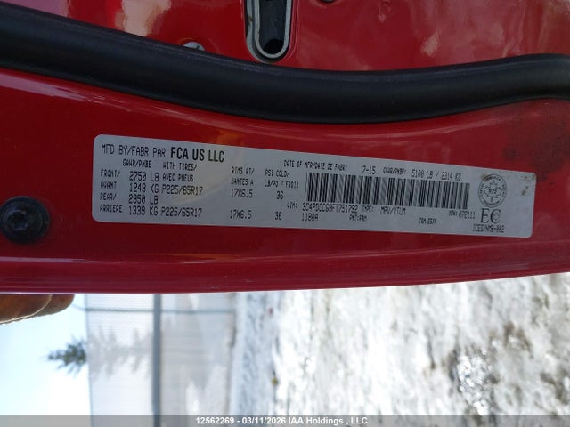 Aukcja sprzedaży 2015 Dodge Journey Sxt/limited, vin: 3C4PDCCG8FT751792, numer aukcji: 12562269