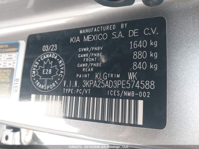 3KPA25AD3PE574588 KIA Rio Lx Premium/lx+