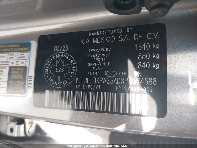 3KPA25AD3PE574588 KIA Rio Lx Premium/lx+
