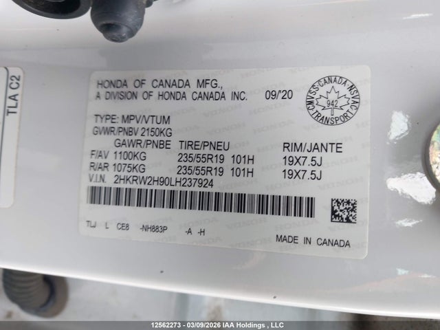 2HKRW2H90LH237924 Honda CR-V